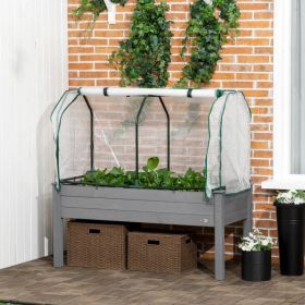 3 Grey Wood Elevated Planter Set Vegetable Herb Flowers Raised Garden Beds