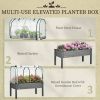 3 Grey Wood Elevated Planter Set Vegetable Herb Flowers Raised Garden Beds