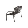 2 Person Texas Star Patriotic USA Flag Outdoor Metal Garden Bench in Bronze