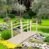 7.5 Ft Wooden Garden Bridge with Hand Rails in Carbonized Wood Finish