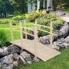 7.5 Ft Wooden Garden Bridge with Hand Rails in Carbonized Wood Finish