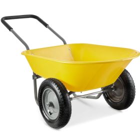 Heavy Duty Yellow Wheelbarrow Steel Log Garden Cart
