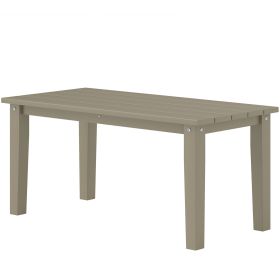 Rectangle Outdoor Coffee Table, HDPE All-Weather Outdoor Patio Table with Slatted Tabletop for Yard, Balcony, Brown