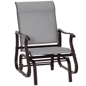 Outdoor Swing Glider Chair, Patio Mesh Rocking Chair with Steel Frame, Grey, for Backyard, Garden, and Porch