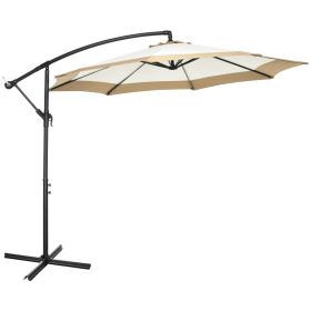 10 ft Offset Umbrella, with Easy Crank and Stable Base for Patio Living Spaces,Tan