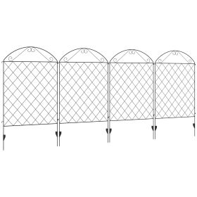 Decorative Metal Garden Fence - Black - 4-Pack