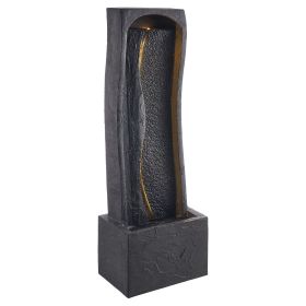 1-Tier Floor Standing Rock Base Style Fountain with LED Light and Pump - 38.58" Height
