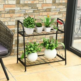 Double-layer durable metal plant stand for patios and balcony flower pot display racks