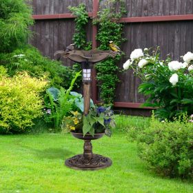 Standing Pedestal Birdbath and Feeder Combo with Lotus Leaf Bowl
