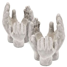 Set of 2 6x6x9" Accepting Hands Accent Cement Hand Decor