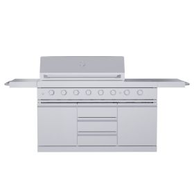 Large 8-Burner Outdoor BBQ Grill, 304 Food-Grade Stainless Steel, Electronic Ignition with Universal Wheels