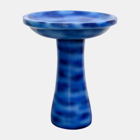 23.6" Tall Outdoor Concrete Pedestal Birdbath - Blue Bird Bath for Patio and Garden Decor
