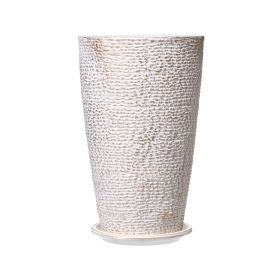 Outdoor Planters with Stone Finish -  21" Tall - Set of 2