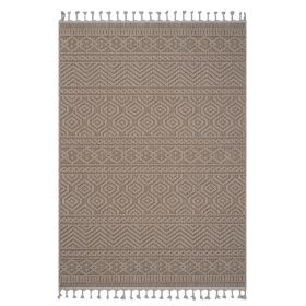 4X6 Mocha /Geometric Indoor/Outdoor Area Rug