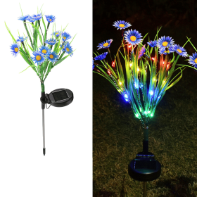 Solar Garden Lights LED Flower Stake Lamp Outdoor Yard Waterproof Patio Decor (Package: 1 Pack, Color: Blue)