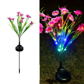 Solar Garden Lights LED Flower Stake Lamp Outdoor Yard Waterproof Patio Decor (Package: 1 Pack, Color: Pink)
