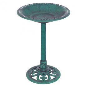 Outdoor Garden Freestanding Pedestal Bird Bath Feeder (type: bird, Color: Green)