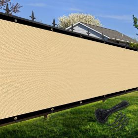Artpuch Privacy Fence Screen Sand Customized Outdoor Mesh Panels for Backyard, Balcony,Patio,Construction Site with Zip Ties (Color: Sand, size: 5x53 ft)