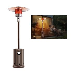 VEVOR Patio Heater for Outdoor Use, 50000BTU Propane Heater Tall Hammered With Round Table Design, Metal Burner and Wheels (Color: Bronze, Product Type: Umbrella Shape)