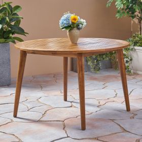 Outdoor Simple and Sleek Acacia Wood Dining Table (Material: Acacia Wood, Color: Teak)